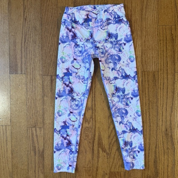 Layer8 Blue Floral Print Leggings Girls Size M - Picture 1 of 5